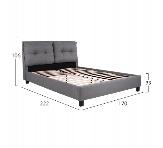 ΚΡΕΒΑΤΙ BILLIE 160x200 εκ. ΜΕ ΥΦΑΣΜΑ ΓΚΡΙ HM551.05 Υπέρδιπλο