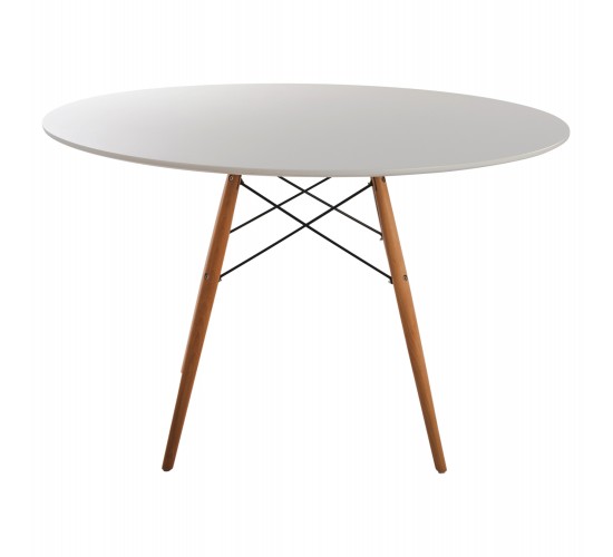 ΤΡΑΠΕΖΙ MINIMAL ΣΤΡΟΓΓΥΛΟ HM8454.01 MDF ΣΕ ΛΕΥΚΟ-ΠΟΔΙΑ ΟΞΙΑΣ ΣΕ ΦΥΣΙΚΟ Φ120Χ75Υεκ.