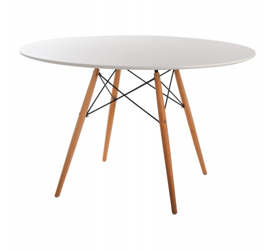 ΤΡΑΠΕΖΙ MINIMAL ΣΤΡΟΓΓΥΛΟ HM8454.01 MDF ΣΕ ΛΕΥΚΟ-ΠΟΔΙΑ ΟΞΙΑΣ ΣΕ ΦΥΣΙΚΟ Φ120Χ75Υεκ.