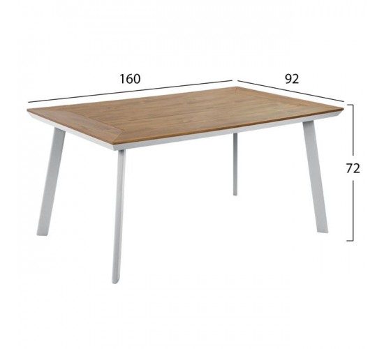 ΤΡΑΠΕΖΙ ΑΛΟΥΜΙΝΙΟΥ TABER ΜΕ POLYWOOD HM5132.11 ΛΕΥΚΟ 160x92x72