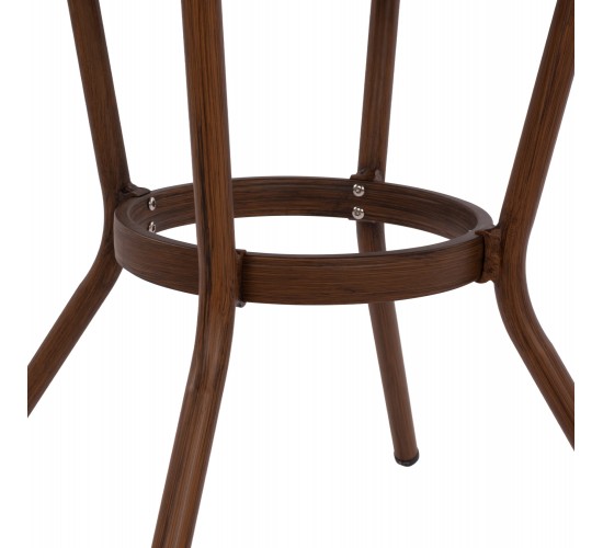 ΤΡΑΠΕΖΙ ΑΛΟΥΜΙΝΙΟΥ MOSES Φ70x76 εκ. BAMBOO LOOK HM5532.03 ΚΑΦΕ ΜΕ ΓΥΑΛΙ
