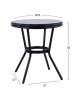ΤΡΑΠΕΖΙ ΑΛΟΥΜΙΝΙΟΥ MOSES Φ70 BAMBOO LOOK HM5532.02 ΜΑΥΡΟ ΜΕ ΓΥΑΛΙ Φ70X76 εκ