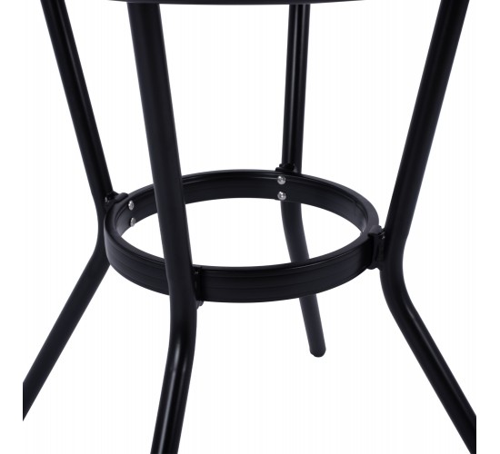 ΤΡΑΠΕΖΙ ΑΛΟΥΜΙΝΙΟΥ MOSES Φ70 BAMBOO LOOK HM5532.02 ΜΑΥΡΟ ΜΕ ΓΥΑΛΙ Φ70X76 εκ