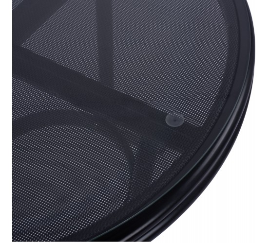 ΤΡΑΠΕΖΙ ΑΛΟΥΜΙΝΙΟΥ MOSES Φ70 BAMBOO LOOK HM5532.02 ΜΑΥΡΟ ΜΕ ΓΥΑΛΙ Φ70X76 εκ