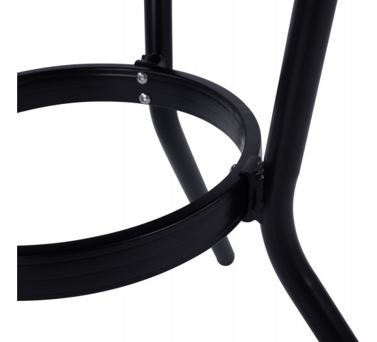 ΤΡΑΠΕΖΙ ΑΛΟΥΜΙΝΙΟΥ MOSES Φ70 BAMBOO LOOK HM5532.02 ΜΑΥΡΟ ΜΕ ΓΥΑΛΙ Φ70X76 εκ