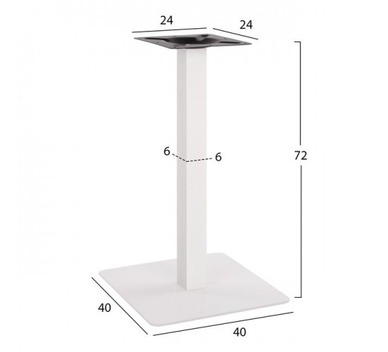 ΒΑΣΗ ΜΕΤΑΛΛΙΚΗ ΛΕΥΚΗ ΜΑΤ 40X40X72Υεκ. HM414.12