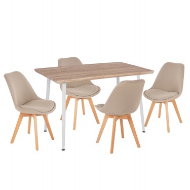 ΣΕΤ ΤΡΑΠΕΖΑΡΙΑΣ 5ΤΜΧ PALOMA HM10382 MDF TOP ΣΕ SONAMA--ΜΠΕΖ ΚΑΡΕΚΛΕΣ 4 θέσεων