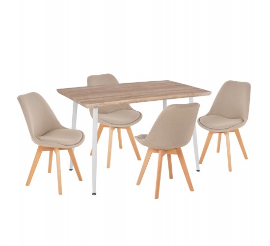 ΣΕΤ ΤΡΑΠΕΖΑΡΙΑΣ 5ΤΜΧ PALOMA HM10382 MDF TOP ΣΕ SONAMA--ΜΠΕΖ ΚΑΡΕΚΛΕΣ 4 θέσεων