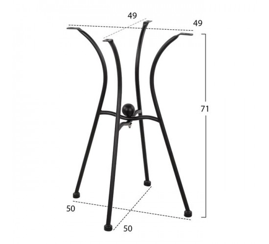 ΒΑΣΗ ΜΕΤΑΛΛΙΚΗ HM466 4NYXH ΣΕ ΜΑΥΡΟ ΧΡΩΜΑ 50x50 cm.