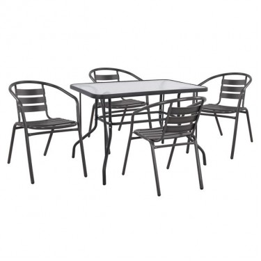 ΣΕΤ ΤΡΑΠΕΖΑΡΙΑΣ 5ΤΜΧ ADAM HM21220.01 ΚΑΡΕΚΛΕΣ ΜΕΤΑΛΛΙΚΕΣ & ΤΡΑΠΕΖΙ 110x60 ΓΚΡΙ 4 θέσεων