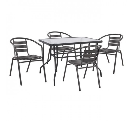 ΣΕΤ ΤΡΑΠΕΖΑΡΙΑΣ 5ΤΜΧ ADAM HM21220.01 ΚΑΡΕΚΛΕΣ ΜΕΤΑΛΛΙΚΕΣ & ΤΡΑΠΕΖΙ 110x60 ΓΚΡΙ 4 θέσεων