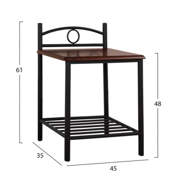 ΚΟΜΟΔΙΝΟ REVEN HM387 ΑΠΟ ΜΕΤΑΛΛΟ ΚΑΙ ΞΥΛΟ 45x35x48-61 εκ.