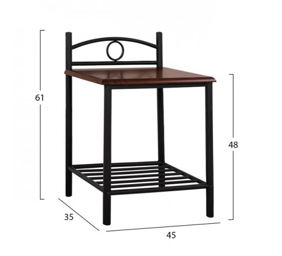 ΚΟΜΟΔΙΝΟ REVEN HM387 ΑΠΟ ΜΕΤΑΛΛΟ ΚΑΙ ΞΥΛΟ 45x35x48-61 εκ.