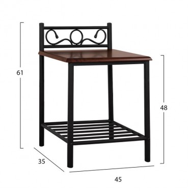 ΚΟΜΟΔΙΝΟ SUZIE HM388 ΑΠΟ ΜΕΤΑΛΛΟ ΚΑΙ ΞΥΛΟ 45x35x48-61 εκ.