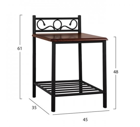 ΚΟΜΟΔΙΝΟ SUZIE HM388 ΑΠΟ ΜΕΤΑΛΛΟ ΚΑΙ ΞΥΛΟ 45x35x48-61 εκ.