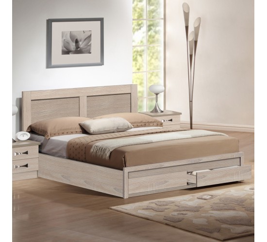 ΚΡΕΒΑΤΙ CAPRI HM399.02 ΜΕ 2 ΣΥΡΤΑΡΙΑ SONOMA 160x200 εκ. Διπλό Υπέρδιπλο