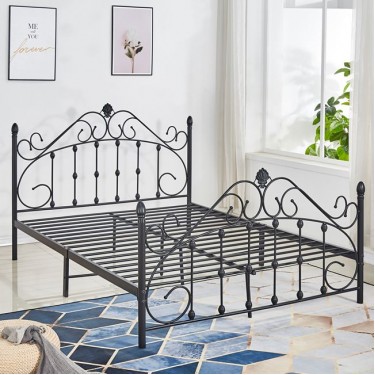 ΚΡΕΒΑΤΙ ΜΕΤΑΛΛΙΚΟ MADEN 150x200 εκ. ΜΑΥΡΟ ΧΡΩΜΑ HM576.01 Διπλό