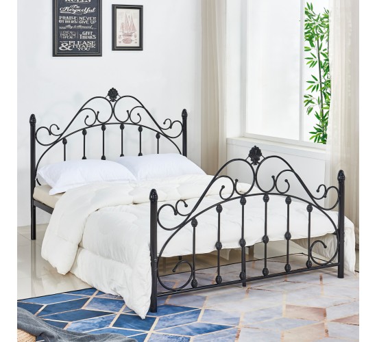 ΚΡΕΒΑΤΙ ΜΕΤΑΛΛΙΚΟ MADEN 150x200 εκ. ΜΑΥΡΟ ΧΡΩΜΑ HM576.01 Διπλό