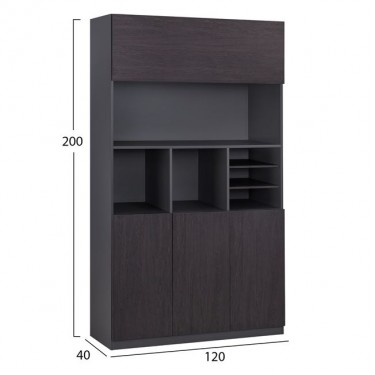 ΒΙΒΛΙΟΘΗΚΗ ΓΡΑΦΕΙΟΥ ΕΠΑΓΓΕΛΜΑΤΙΚΗ ROSEWOOD HM2088 120Χ40Χ200Υ εκ.