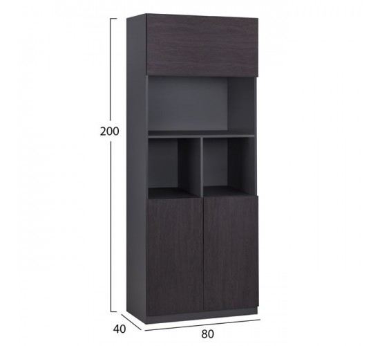 ΒΙΒΛΙΟΘΗΚΗ ΓΡΑΦΕΙΟΥ ΕΠΑΓΓΕΛΜΑΤΙΚΗ ROSEWOOD HM2089 ΜΕΛΑΜΙΝΗ ΓΚΡΙ-WENGE 80Χ40Χ200Υεκ.