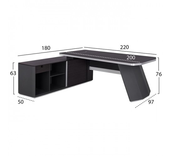 ΓΡΑΦΕΙΟ ΕΠΑΓΓΕΛΜΑΤΙΚΟ ΑΡΙΣΤΕΡΗ ΓΩΝΙΑ ROSEWOOD HM2083L 220X180X76Υεκ.