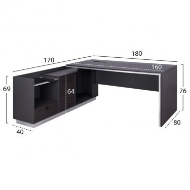 ΓΡΑΦΕΙΟ ΕΠΑΓΓΕΛΜΑΤΙΚΟ ΑΡΙΣΤΕΡΗ ΓΩΝΙΑ ROSEWOOD HM2086L 180X170X76Υ εκ.