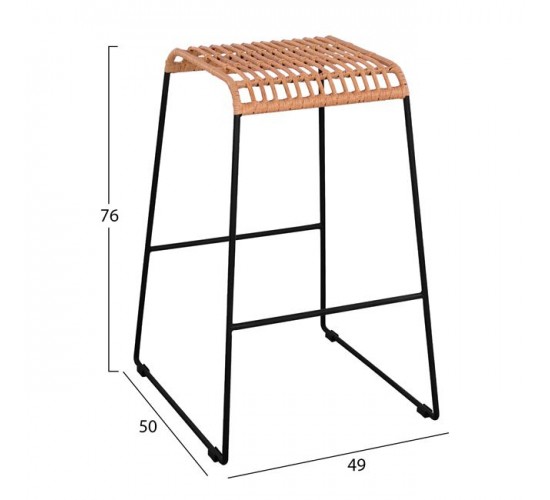 ΣΚΑΜΠΟ ΜΕΤΑΛΛΙΚΟ ALLEGRA HM5641 ΜΕ WICKER ΣΕ ΜΠΕΖ ΑΠΟΧΡΩΣΗ 49x50x76 εκ.