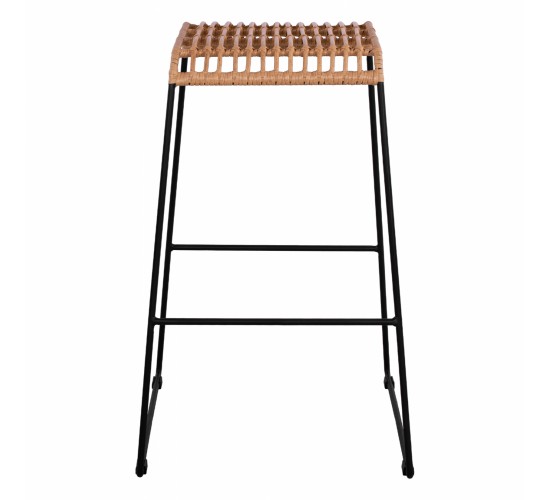 ΣΚΑΜΠΟ ΜΕΤΑΛΛΙΚΟ ALLEGRA HM5641 ΜΕ WICKER ΣΕ ΜΠΕΖ ΑΠΟΧΡΩΣΗ 49x50x76 εκ.