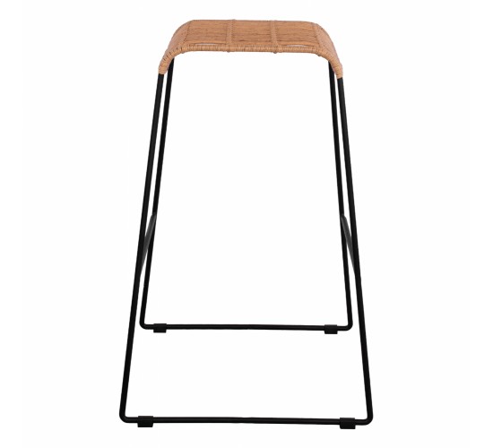 ΣΚΑΜΠΟ ΜΕΤΑΛΛΙΚΟ ALLEGRA HM5641 ΜΕ WICKER ΣΕ ΜΠΕΖ ΑΠΟΧΡΩΣΗ 49x50x76 εκ.
