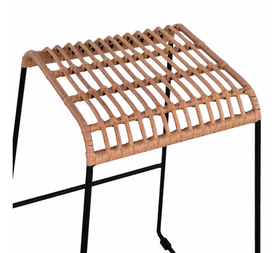 ΣΚΑΜΠΟ ΜΕΤΑΛΛΙΚΟ ALLEGRA HM5641 ΜΕ WICKER ΣΕ ΜΠΕΖ ΑΠΟΧΡΩΣΗ 49x50x76 εκ.