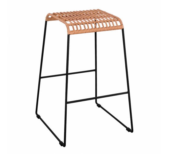 ΣΚΑΜΠΟ ΜΕΤΑΛΛΙΚΟ ALLEGRA HM5641 ΜΕ WICKER ΣΕ ΜΠΕΖ ΑΠΟΧΡΩΣΗ 49x50x76 εκ.