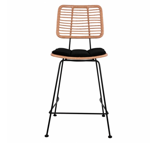 ΣΚΑΜΠΟ ΜΕΣΑΙΟΥ ΥΨΟΥΣ ALLEGRA HM5644 ΜΕΤΑΛΛΙΚΟ ΜΕ WICKER ΣΕ ΜΠΕΖ ΑΠΟΧΡΩΣΗ 55x56x107 εκ.