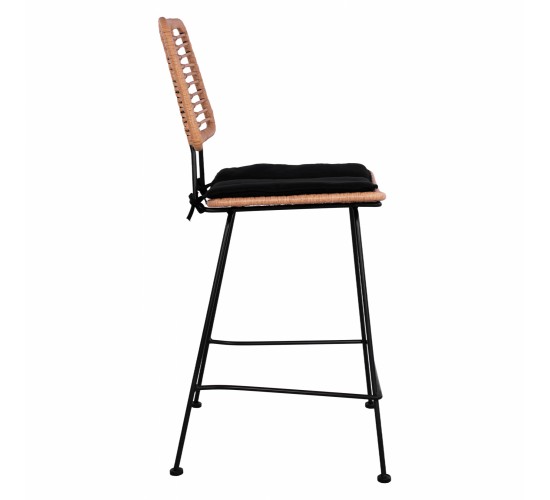 ΣΚΑΜΠΟ ΜΕΣΑΙΟΥ ΥΨΟΥΣ ALLEGRA HM5644 ΜΕΤΑΛΛΙΚΟ ΜΕ WICKER ΣΕ ΜΠΕΖ ΑΠΟΧΡΩΣΗ 55x56x107 εκ.