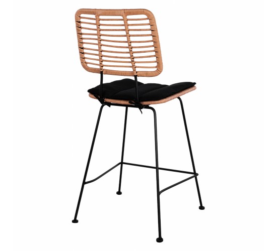 ΣΚΑΜΠΟ ΜΕΣΑΙΟΥ ΥΨΟΥΣ ALLEGRA HM5644 ΜΕΤΑΛΛΙΚΟ ΜΕ WICKER ΣΕ ΜΠΕΖ ΑΠΟΧΡΩΣΗ 55x56x107 εκ.
