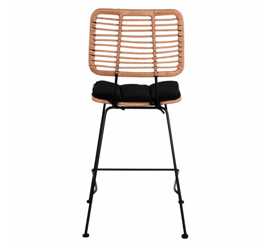 ΣΚΑΜΠΟ ΜΕΣΑΙΟΥ ΥΨΟΥΣ ALLEGRA HM5644 ΜΕΤΑΛΛΙΚΟ ΜΕ WICKER ΣΕ ΜΠΕΖ ΑΠΟΧΡΩΣΗ 55x56x107 εκ.