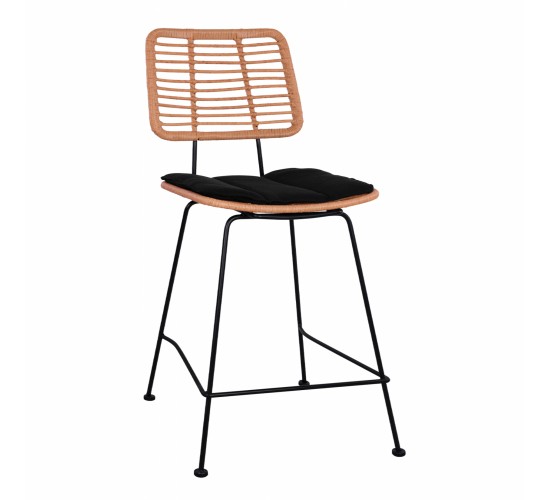 ΣΚΑΜΠΟ ΜΕΣΑΙΟΥ ΥΨΟΥΣ ALLEGRA HM5644 ΜΕΤΑΛΛΙΚΟ ΜΕ WICKER ΣΕ ΜΠΕΖ ΑΠΟΧΡΩΣΗ 55x56x107 εκ.