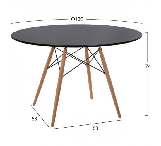 ΤΡΑΠΕΖΙ MINIMAL ΣΤΡΟΓΓΥΛΟ HM8454.02 MDF ΣΕ ΜΑΥΡΟ-ΠΟΔΙΑ ΟΞΙΑΣ ΣΕ ΦΥΣΙΚΟ Φ120Χ74Υεκ.