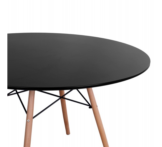 ΤΡΑΠΕΖΙ MINIMAL ΣΤΡΟΓΓΥΛΟ HM8454.02 MDF ΣΕ ΜΑΥΡΟ-ΠΟΔΙΑ ΟΞΙΑΣ ΣΕ ΦΥΣΙΚΟ Φ120Χ74Υεκ.