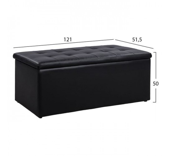 ΣΚΑΜΠΟ PU ΜΕ ΑΠΟΘΗΚΕΥΤΙΚΟ ΧΩΡΟ TRISCUBE ΜΑΥΡΟ HM223.01 121x51.5x50Υ εκ.