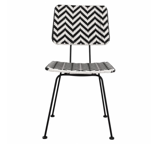 ΚΑΡΕΚΛΑ ΜΕΤΑΛΛΙΚΗ ALLEGRA HM5693 ΜΕ WICKER ΜΑΥΡΟ-ΛΕΥΚΟ 46x56x88Υ εκ.