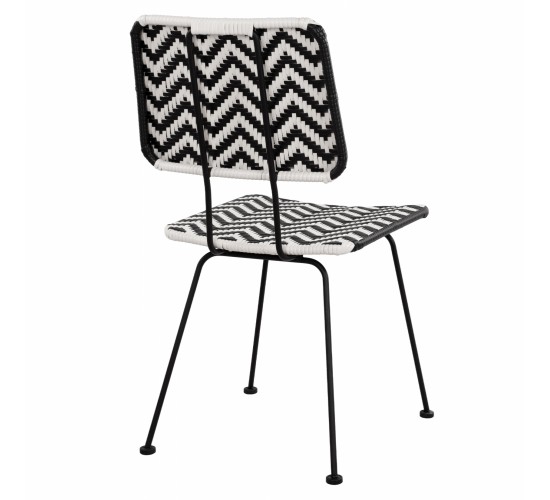ΚΑΡΕΚΛΑ ΜΕΤΑΛΛΙΚΗ ALLEGRA HM5693 ΜΕ WICKER ΜΑΥΡΟ-ΛΕΥΚΟ 46x56x88Υ εκ.