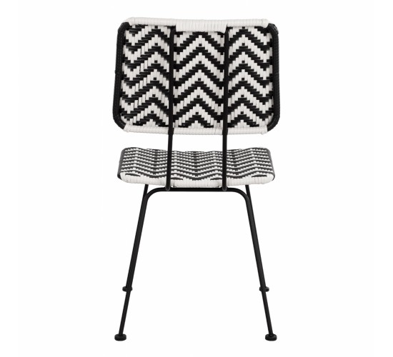 ΚΑΡΕΚΛΑ ΜΕΤΑΛΛΙΚΗ ALLEGRA HM5693 ΜΕ WICKER ΜΑΥΡΟ-ΛΕΥΚΟ 46x56x88Υ εκ.
