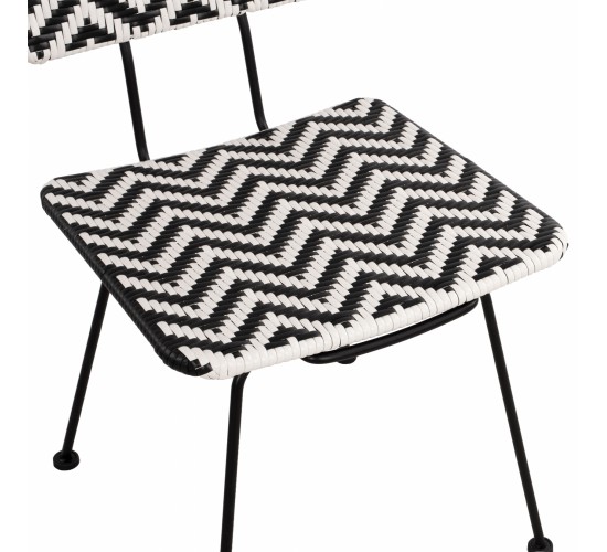 ΚΑΡΕΚΛΑ ΜΕΤΑΛΛΙΚΗ ALLEGRA HM5693 ΜΕ WICKER ΜΑΥΡΟ-ΛΕΥΚΟ 46x56x88Υ εκ.