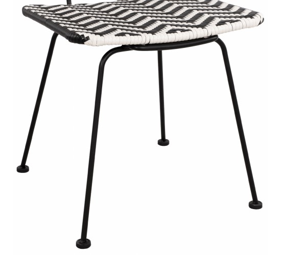 ΚΑΡΕΚΛΑ ΜΕΤΑΛΛΙΚΗ ALLEGRA HM5693 ΜΕ WICKER ΜΑΥΡΟ-ΛΕΥΚΟ 46x56x88Υ εκ.