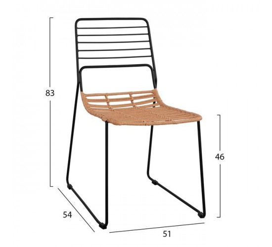 ΚΑΡΕΚΛΑ ΜΕΤΑΛΛΙΚΗ ALLEGRA HM5694 ΜΕ WICKER ΜΠΕΖ 51x54x83Υ εκ.