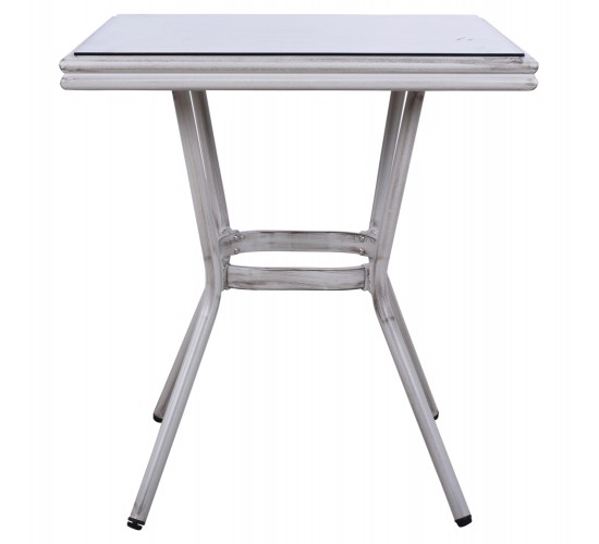 ΤΡΑΠΕΖΙ ΑΛΟΥΜΙΝΙΟΥ HARLOW 70X70X76 BAMBOO LOOK HM5568.01 ΛΕΥΚΗ ΠΑΤΙΝΑ ΜΕ ΓΥΑΛΙ