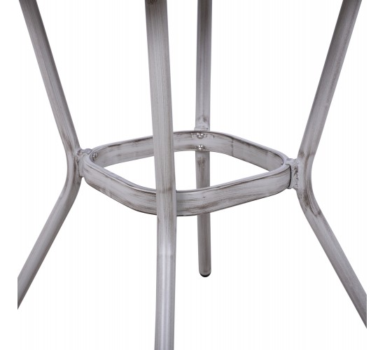 ΤΡΑΠΕΖΙ ΑΛΟΥΜΙΝΙΟΥ HARLOW 70X70X76 BAMBOO LOOK HM5568.01 ΛΕΥΚΗ ΠΑΤΙΝΑ ΜΕ ΓΥΑΛΙ