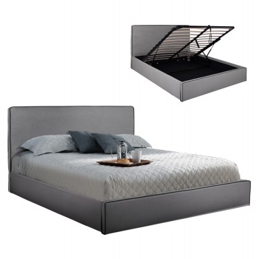 ΚΡΕΒΑΤΙ ALLIE HM584.01 160x200 εκ. ΜΕ ΑΠΟΘΗΚΕΥΤΙΚΟ ΧΩΡΟ ΓΚΡΙ ΥΦΑΣΜΑ Υπέρδιπλο