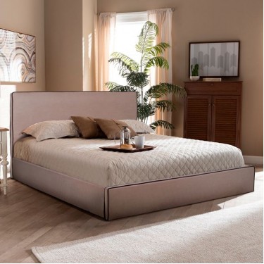 ΚΡΕΒΑΤΙ ALLIE HM584.02 160x200 εκ. ΜΕ ΑΠΟΘΗΚΕΥΤΙΚΟ ΧΩΡΟ ΜΠΕΖ ΥΦΑΣΜΑ Υπέρδιπλο