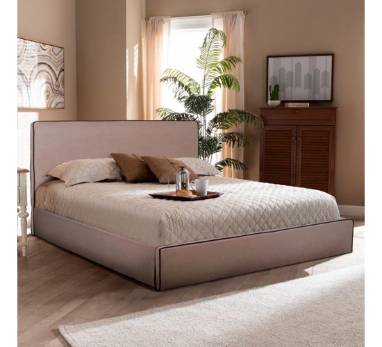 ΚΡΕΒΑΤΙ ALLIE HM584.02 160x200 εκ. ΜΕ ΑΠΟΘΗΚΕΥΤΙΚΟ ΧΩΡΟ ΜΠΕΖ ΥΦΑΣΜΑ Υπέρδιπλο